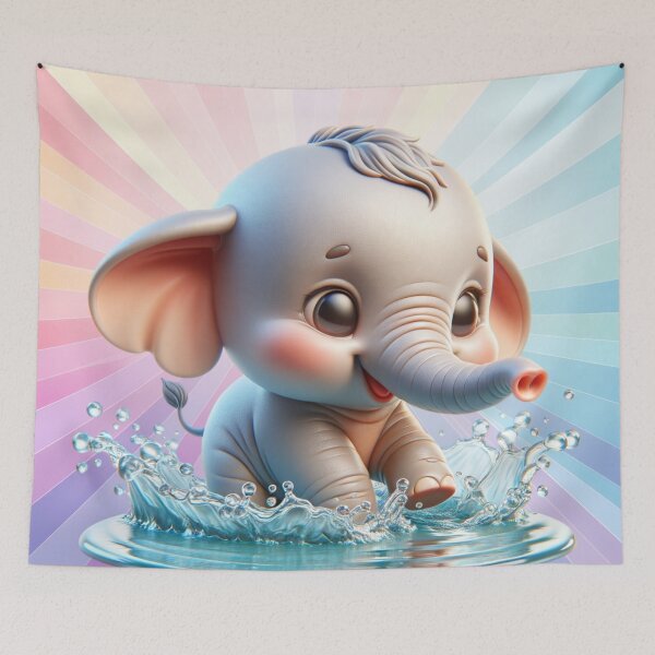 Item preview, Adorable Baby Elephant Frolicking In The Water designed and sold by AnalajiaDesigns.