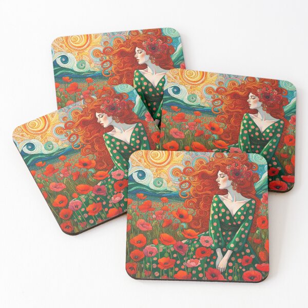 Item preview, Red Haired Girl in Poppy Field designed and sold by HarmonyandSage.