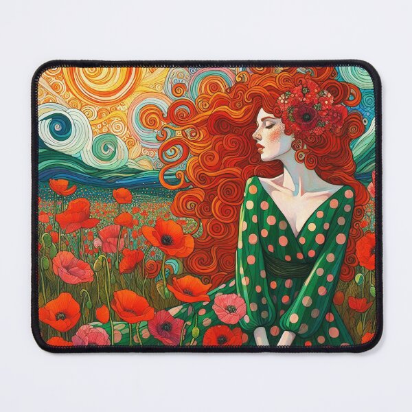 Item preview, Red Haired Girl in Poppy Field designed and sold by HarmonyandSage.