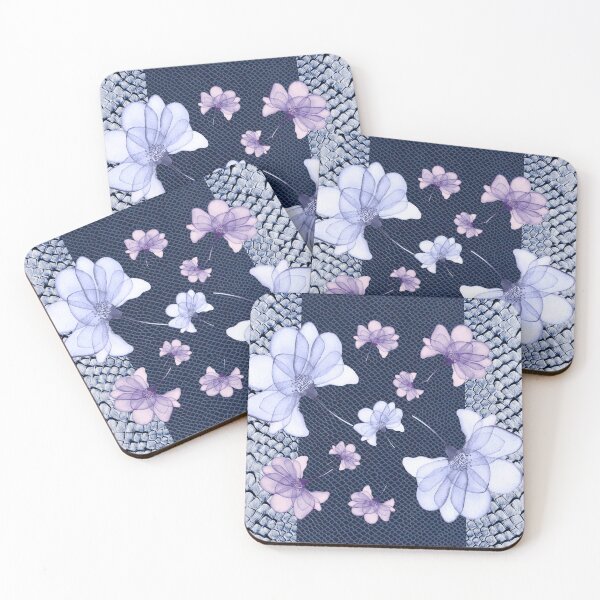 Item preview, Blue Snakeskins with Transparent Flowers designed and sold by WhiteSoftPetals.
