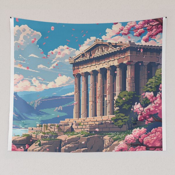 Item preview, Athenes Parthenon in Springtime Pixel Art  designed and sold by SaintCurio.