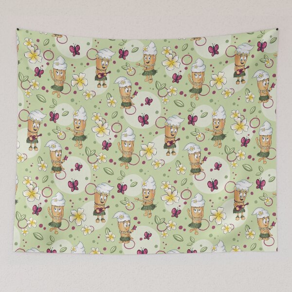 Item preview, Half drop repeat pattern Ice Cream Hawaii vibes green designed and sold by Chariss-art.
