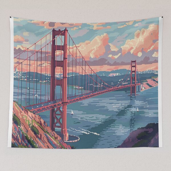 Item preview, Golden Gate Bridge San Fransisco Pixel Art designed and sold by SaintCurio.