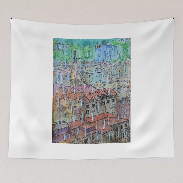 Item preview, Watercolor Sketch - Genève, Saint-François from Champel on a Rainy Day designed and sold by Igor Pozdnyakov.
