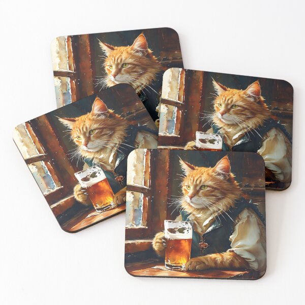 Item preview, Cat drinking a beer designed and sold by Jambonfromage.