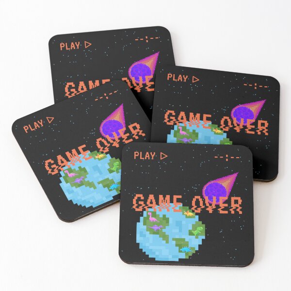 Item preview, Dinosaur Ending Asteroid - Game Over 80's Video Game designed and sold by LivingRoomZoo.