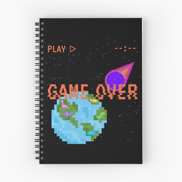 Item preview, Dinosaur Ending Asteroid - Game Over 80's Video Game designed and sold by LivingRoomZoo.