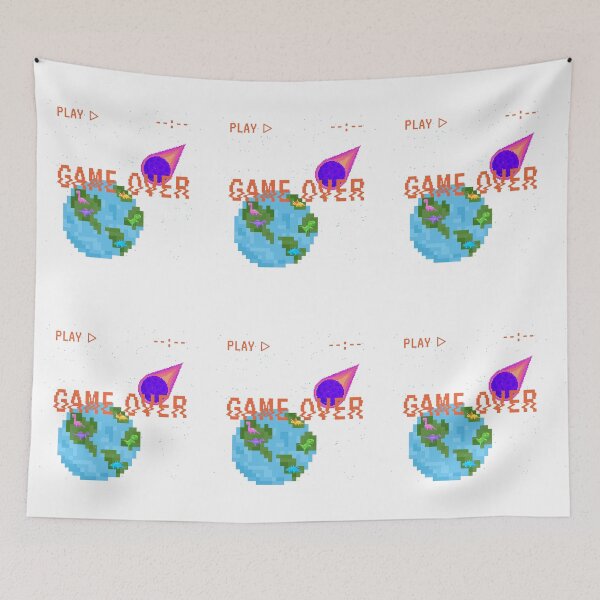Item preview, Dinosaur Ending Asteroid - Game Over 80's Video Game designed and sold by LivingRoomZoo.