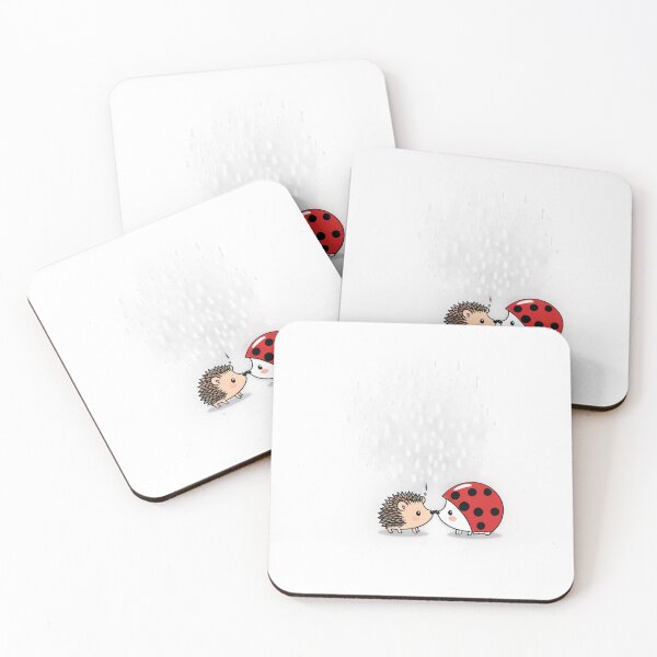 Item preview, Cute Ladybug and Hedgehog Love Under the Rain designed and sold by omerfdln34.