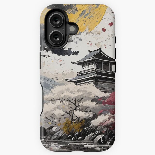 Vista previa del artículo con la obra «Paisaje inspirado en Ukiyo-e, arte japonés antiguo/6», diseñado y vendido por Synthwave Poem.