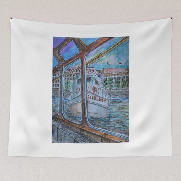 Item preview, Watercolor Sketch - Tour Boats in Hamburg designed and sold by Igor Pozdnyakov.