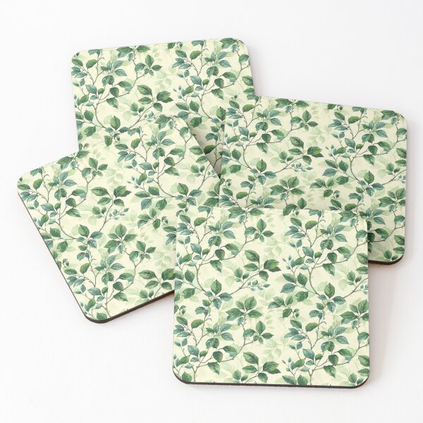 Item preview, Green Leaf Trailing Vines on Yellow Background designed and sold by CarpanaBay.
