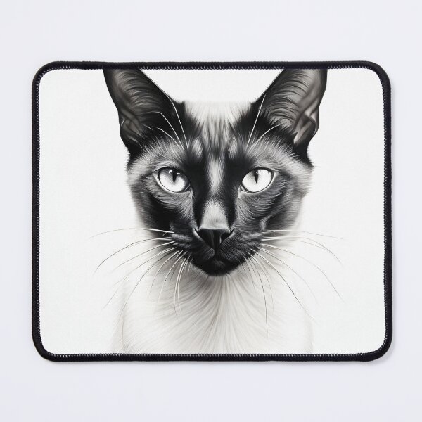 Item preview, Black and White Siamese Cat Pencil Drawing designed and sold by Pencil-Art.