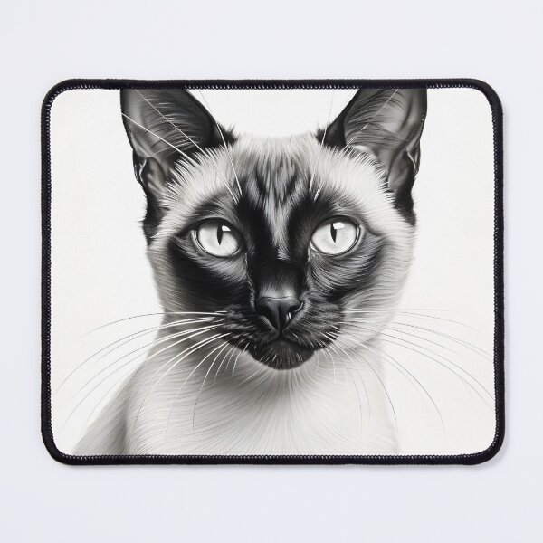 Item preview, Black and White Siamese Cat Pencil Drawing designed and sold by Pencil-Art.