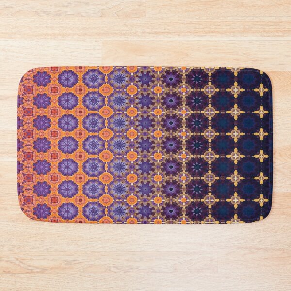 Item preview, Aztec like design pattern with floral images going from orange to dark blue with hints of gold and purple. designed and sold by MimsTees.