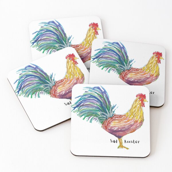 Item preview, Sad Rooster watercolor painting designed and sold by Joyful Joany Creates.
