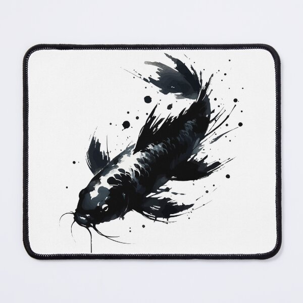 Item preview, Sumie Brushstroke Japanese Karasu Black Koi Fish designed and sold by TomFrontierArt.