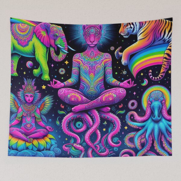 Item preview, spiritual animals meditation hippie art designed and sold by scabsecrete.