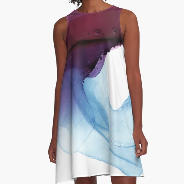 Shades of Purple, Abstract Fluid Artwork A-Line Dress