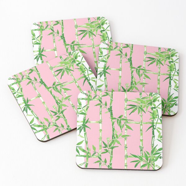 Item preview, Grandmillennial green bamboo lattice on pink and white stripes designed and sold by SophieClimaArt.
