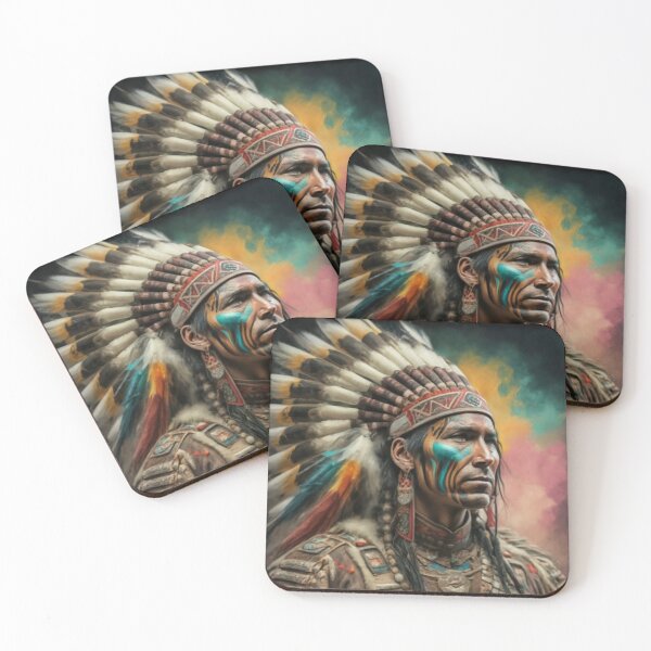 Item preview, Native American Indian Chief Jigsaw Puzzles and Prints for Adults Kids 1000+ Pieces Native Warrior Chief Puzzle Design Hobby Love Vibrant Decor Unique gift designed and sold by Benjamin Heffernan.