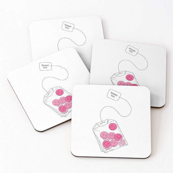 Item preview, Pink Happy faces, Tea Bag | Minimalistic Style Tattoo Design Line Art Illustration Culture  designed and sold by bymtsef.
