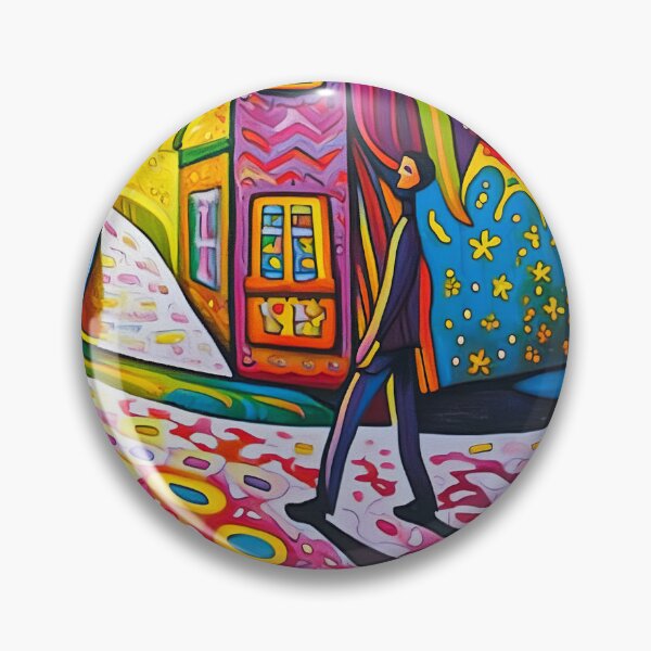 Aperçu de l'œuvre Homme marchant dans la rue. Art psychédélique créée et vendue par GreissDesign.