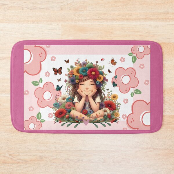 Item preview, Pink flowers butterflies designed and sold by MY COLORING DRAW.