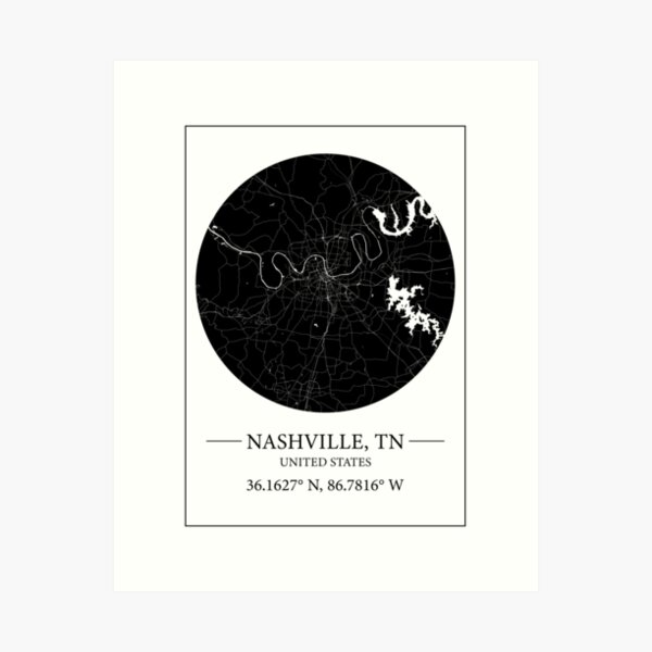 Item preview, Nashville map designed and sold by Mapmingle.