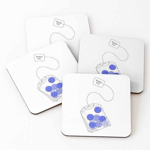 Item preview, Blue Happy faces, Tea Bag | Minimalistic Style Tattoo Design Line Art Illustration Culture  designed and sold by bymtsef.