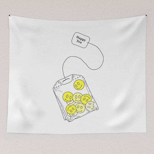 Item preview, Yellow Happy faces, Tea Bag | Minimalistic Style Tattoo Design Line Art Illustration Culture  designed and sold by bymtsef.