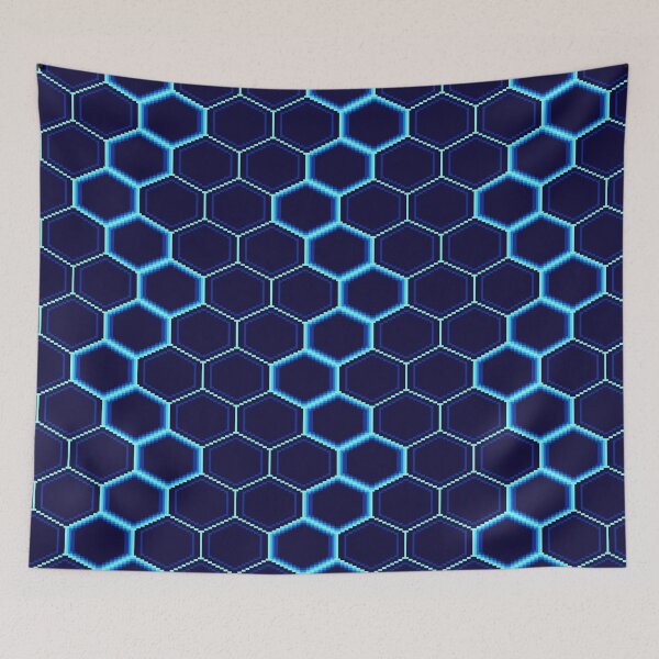 Item preview, Neon Blue Hexagon Pattern designed and sold by The-Stellerium.
