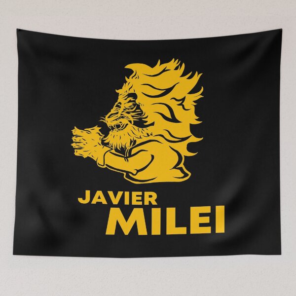 Item preview, Javier Milei spelled - Represented as lion king smiley miller miles LOGO designed and sold by MechanicalART.