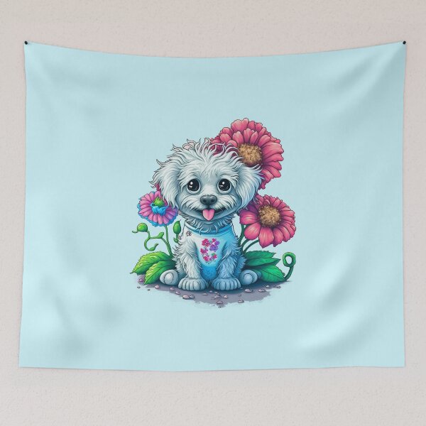 Item preview, Poodle - Puppy with flowers designed and sold by Kappadog.