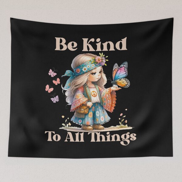 Item preview, Be Kind To All Things Hippie Girl and Butterfly designed and sold by AlienOccupation.