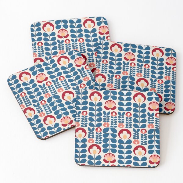 Item preview, Retro Floral pattern: Blue and Red Motifs designed and sold by MrKATORSKI.