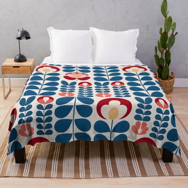 Item preview, Retro Floral pattern: Blue and Red Motifs designed and sold by MrKATORSKI.