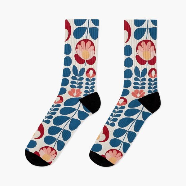 Item preview, Retro Floral pattern: Blue and Red Motifs designed and sold by MrKATORSKI.