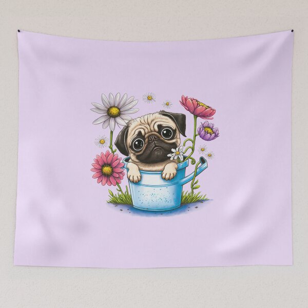 Item preview, Pug - Puppy with flowers  designed and sold by Kappadog.