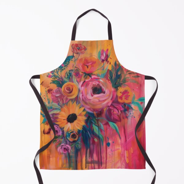 Artikelvorschau, Wunderschönes warmes, reichhaltiges, lebendiges Blumenstrauß-Gemälde in warmem Rosa und Orange entworfen und verkauft von PrettyPinkSkies.