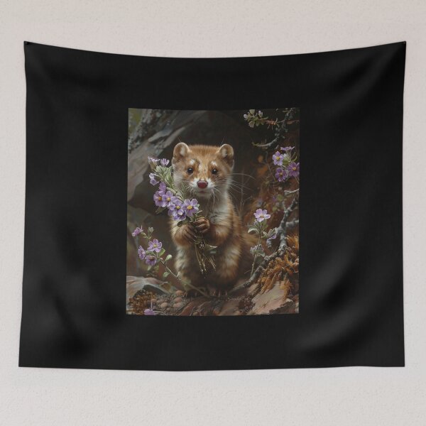 Item preview, Forget-Me-Not Spring Stoat designed and sold by SurrealismByKia.