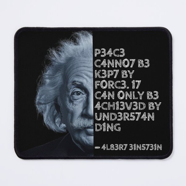 Item preview, Albert Einstein quote: Peace cannot be kept by force. It can only be achieved by understanding. designed and sold by UrbanStoic.