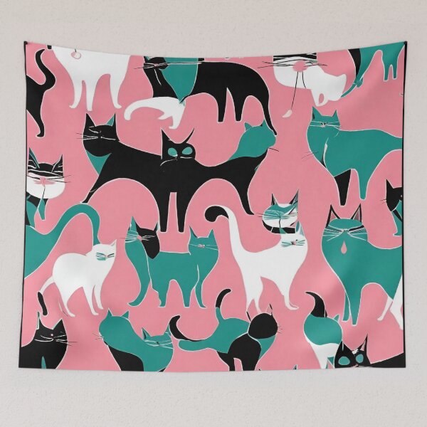 Item preview, Retro Vintage 1960s Surrealism Cat Art Print designed and sold by GypsyGarou.