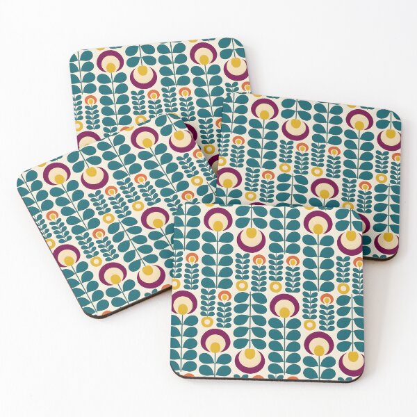 Item preview, Retro Floral pattern: Yellow and Burgundy Color Motifs designed and sold by MrKATORSKI.
