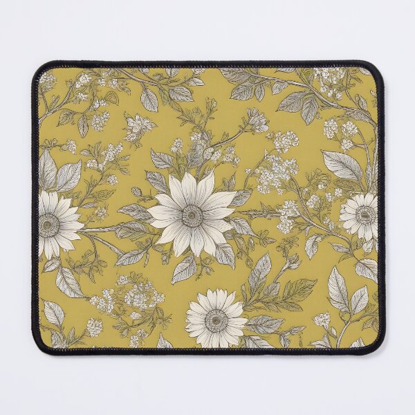 Item preview, White Flowers and Leaves on Yellow Background designed and sold by MrKATORSKI.