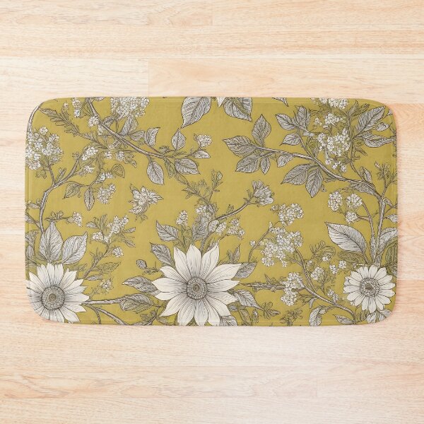 Item preview, White Flowers and Leaves on Yellow Background designed and sold by MrKATORSKI.