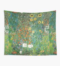 HD Country Garden With Sunflowers , by Gustav Klimt 1905-06 HIGH DEFINITION Wall Tapestry