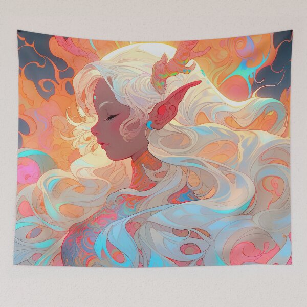 Item preview, Vibrant Dreamscape Antlers Anime Girl designed and sold by bubblegoth.