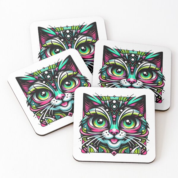 Item preview, Neon Abstract Cat: Luminous Feline Art designed and sold by RetroPop23.