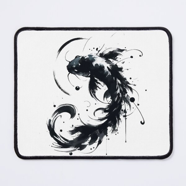 Item preview, Sumie Brushstroke Karasu Black Koi Fish designed and sold by TomFrontierArt.